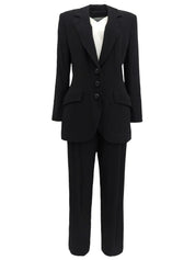 ウールストライプパターンセットアップ　ブラック