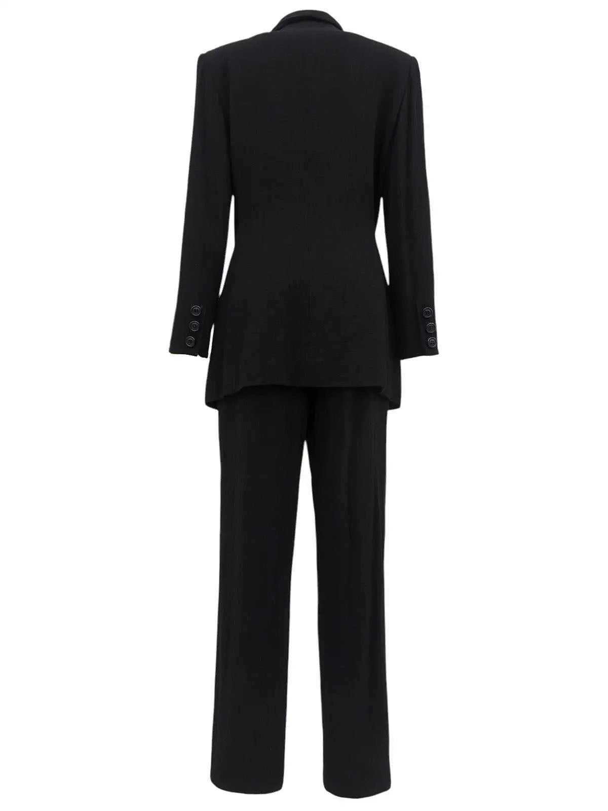 ウールストライプパターンセットアップ　ブラック