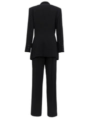 ウールストライプパターンセットアップ　ブラック