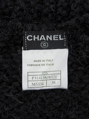 2007年製 ラインストーンCCマークプレートニットカーディガン チャコールグレー/ブラック