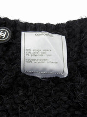 2007年製 ラインストーンCCマークプレートニットカーディガン チャコールグレー/ブラック