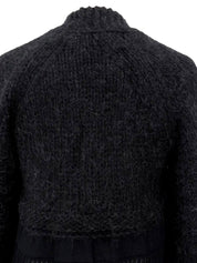 2007年製 ラインストーンCCマークプレートニットカーディガン チャコールグレー/ブラック