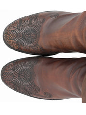 Brown Embroidered Long Boots