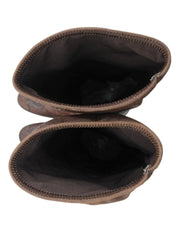 Brown Embroidered Long Boots