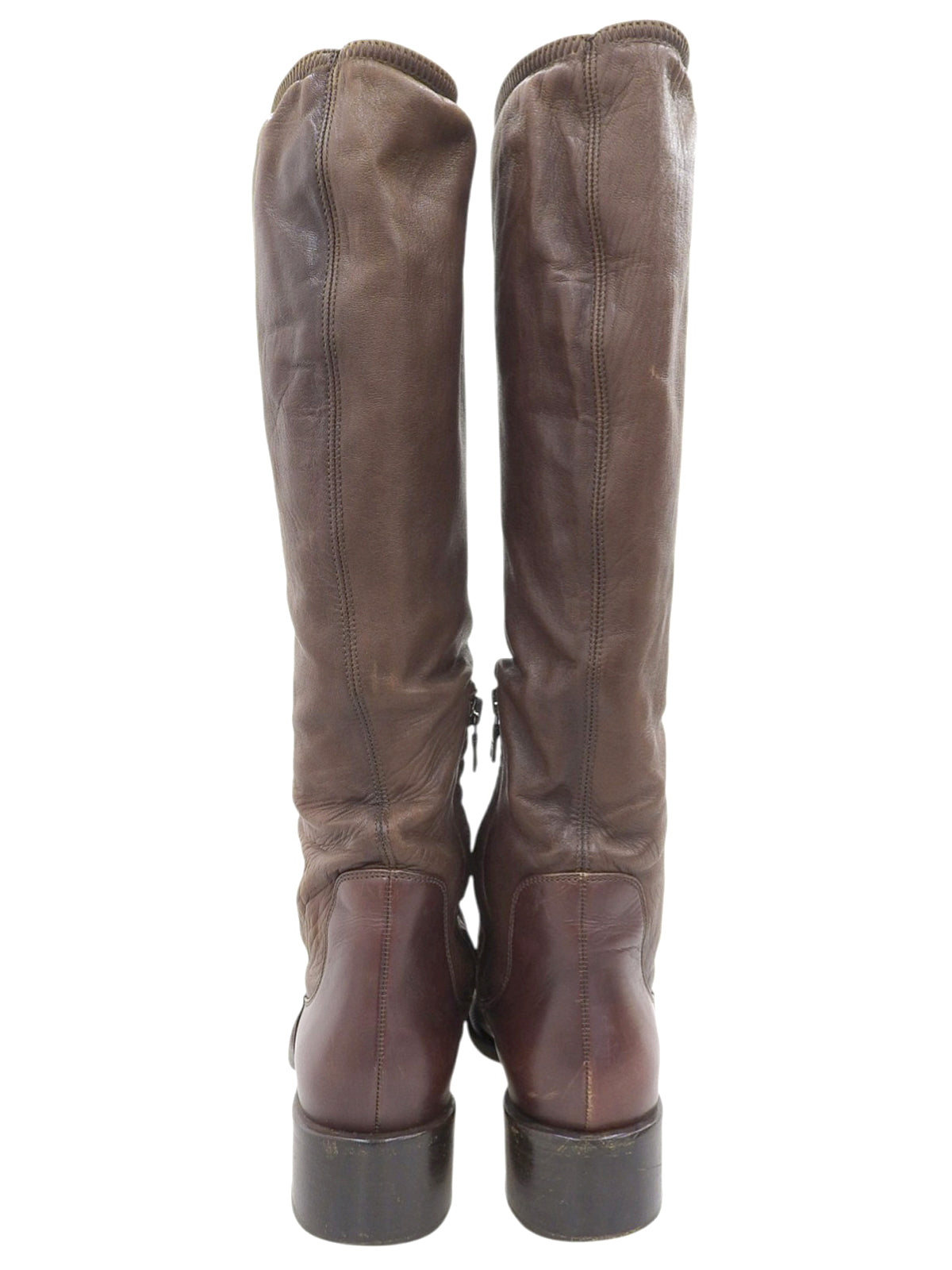 Brown Embroidered Long Boots