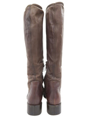 Brown Embroidered Long Boots