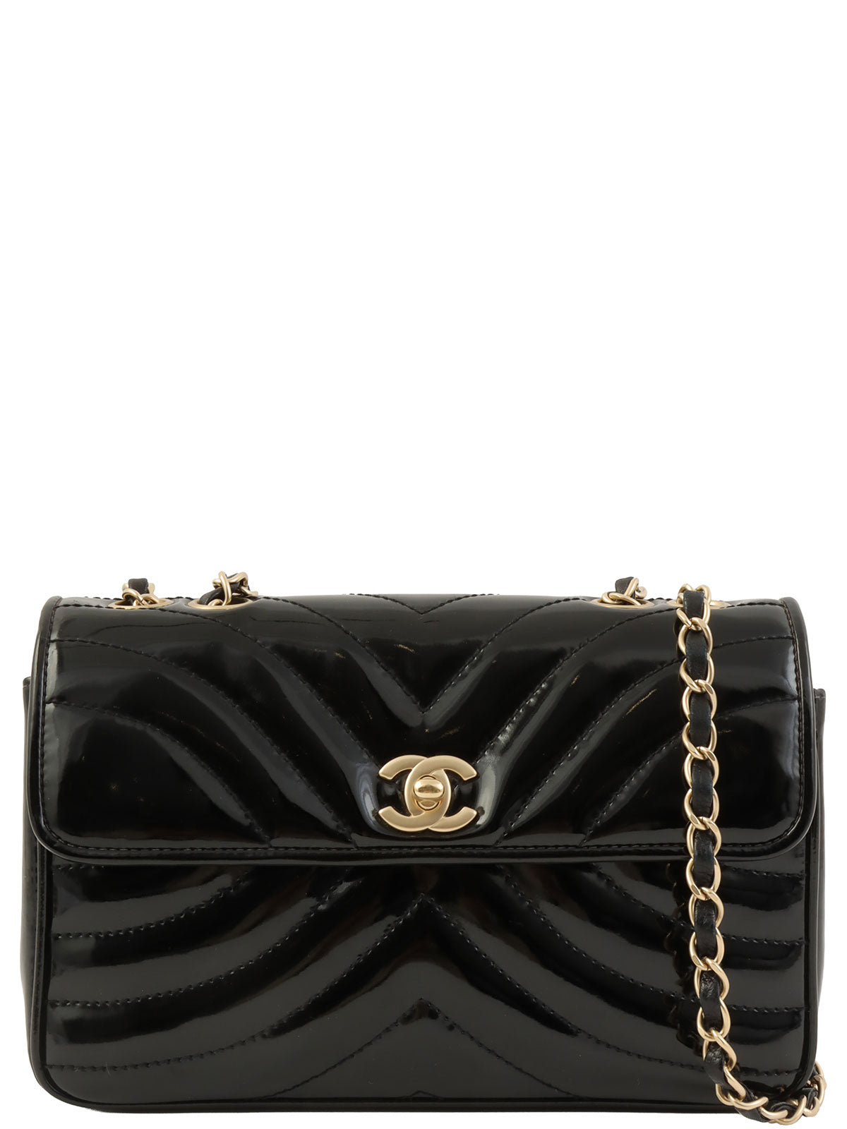 2003 Patent CC Turn Lock Chain Bag, Black