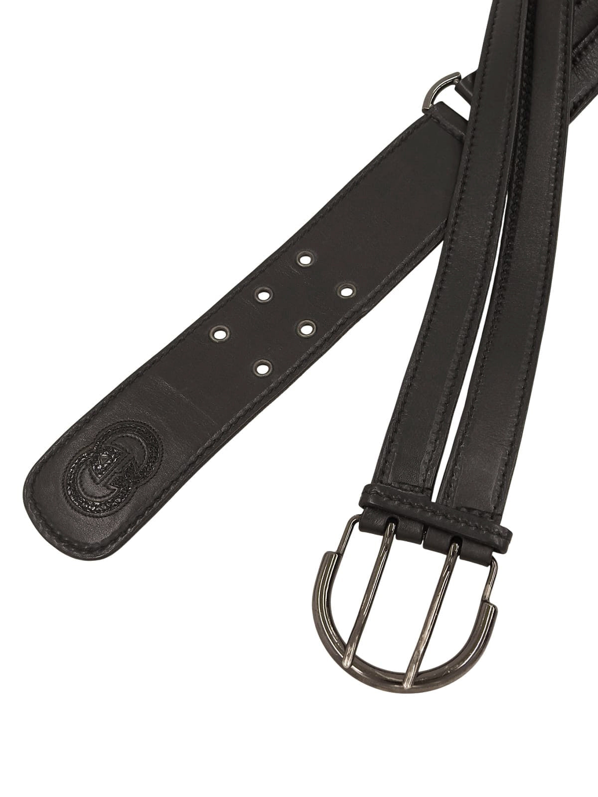 GG logo stitched belt in black