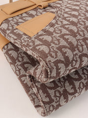 Trotter Pattern Top Handle Bag Brown