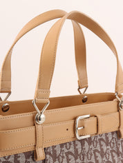 Trotter Pattern Top Handle Bag Brown