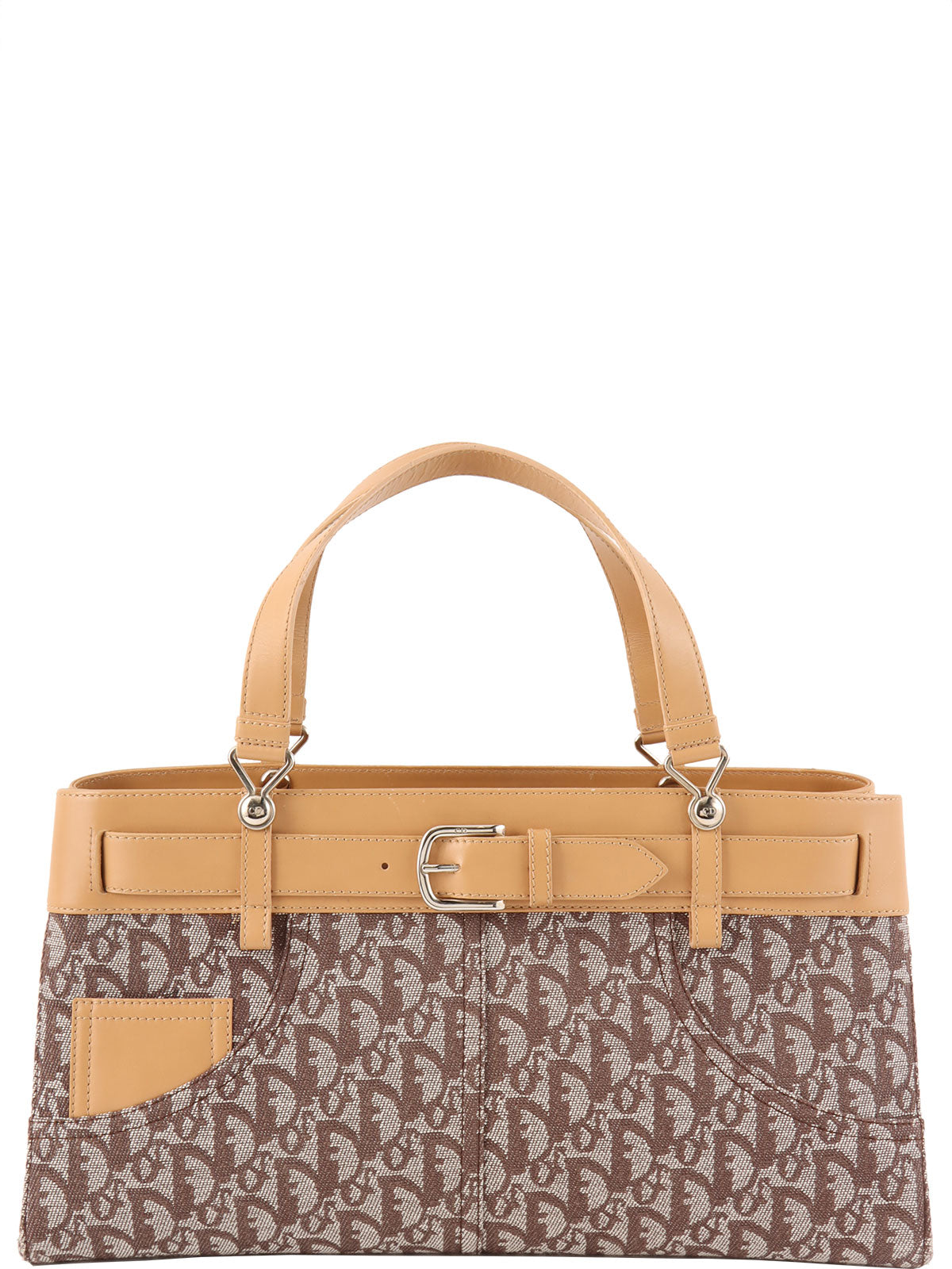 トロッターパターンハンドバッグ ブラウン