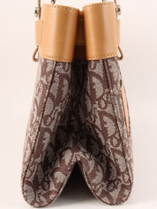 Trotter Pattern Top Handle Bag Brown