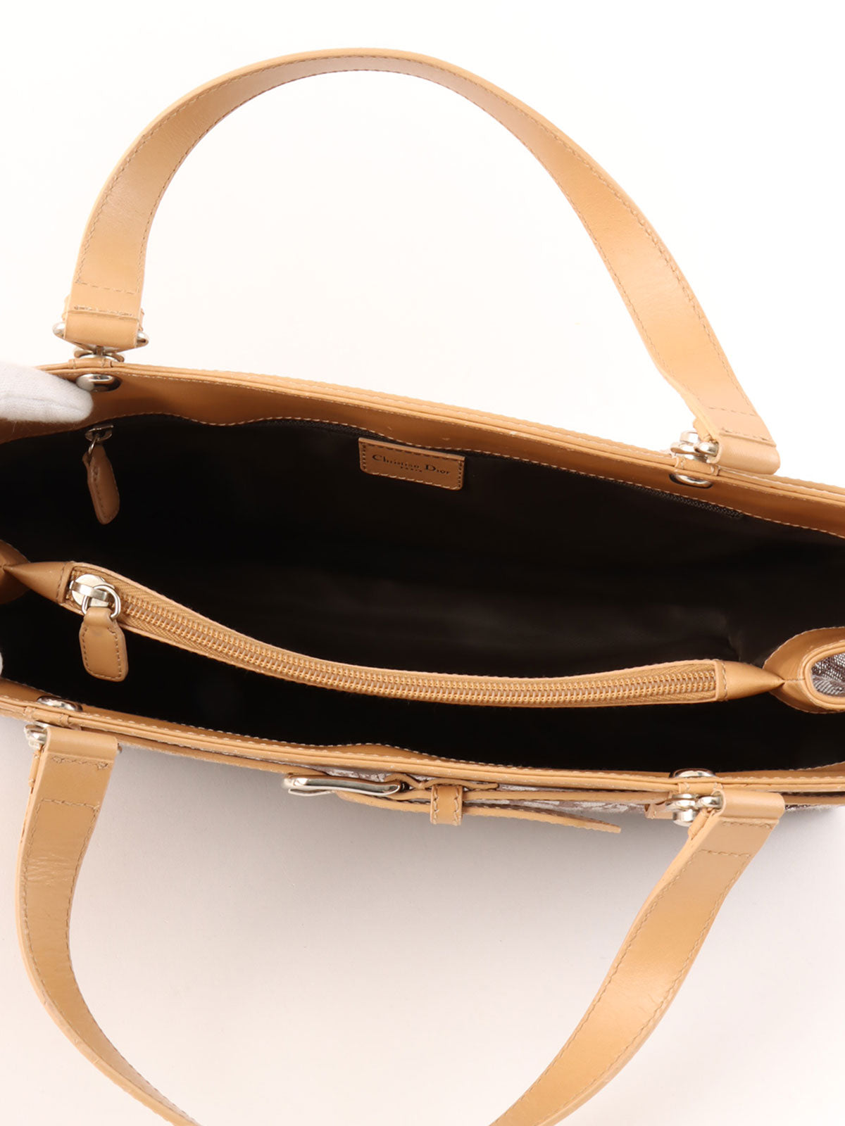 トロッターパターンハンドバッグ ブラウン