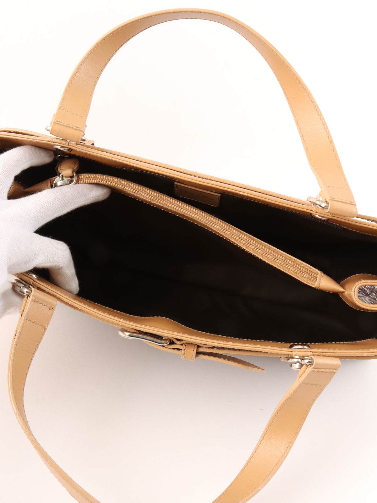 トロッターパターンハンドバッグ ブラウン