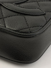 2005 Caviar Skin CC Mark Stitch Shoulder Bag Black