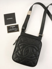 2005 Caviar Skin CC Mark Stitch Shoulder Bag Black