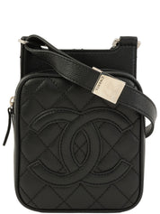 2005 Caviar Skin CC Mark Stitch Shoulder Bag Black