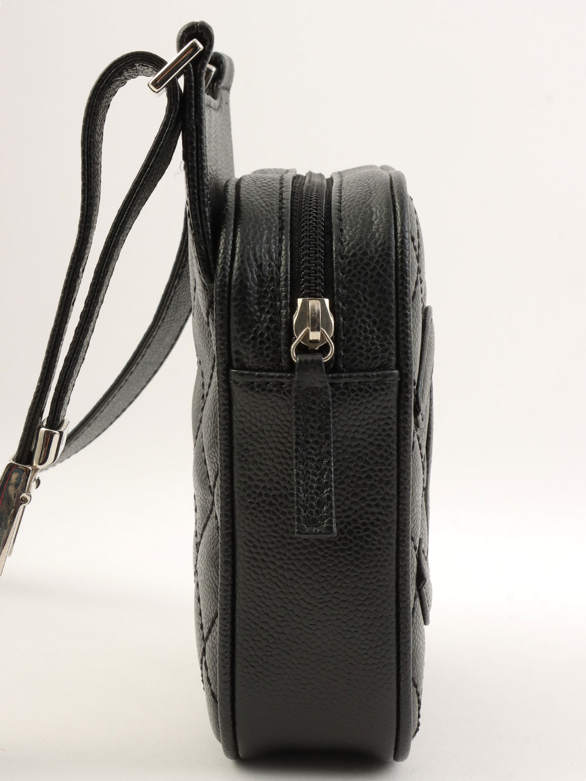 2005年頃製 キャビアスキンCCマークステッチショルダーバッグ ブラック