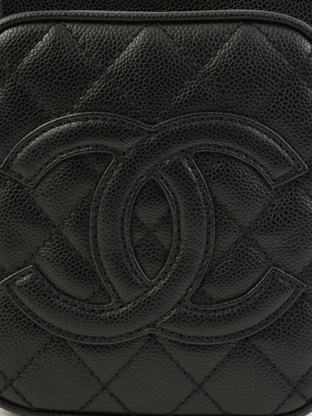 2005年頃製 キャビアスキンCCマークステッチショルダーバッグ ブラック