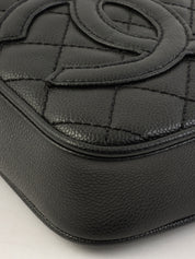 2005 Caviar Skin CC Mark Stitch Shoulder Bag Black