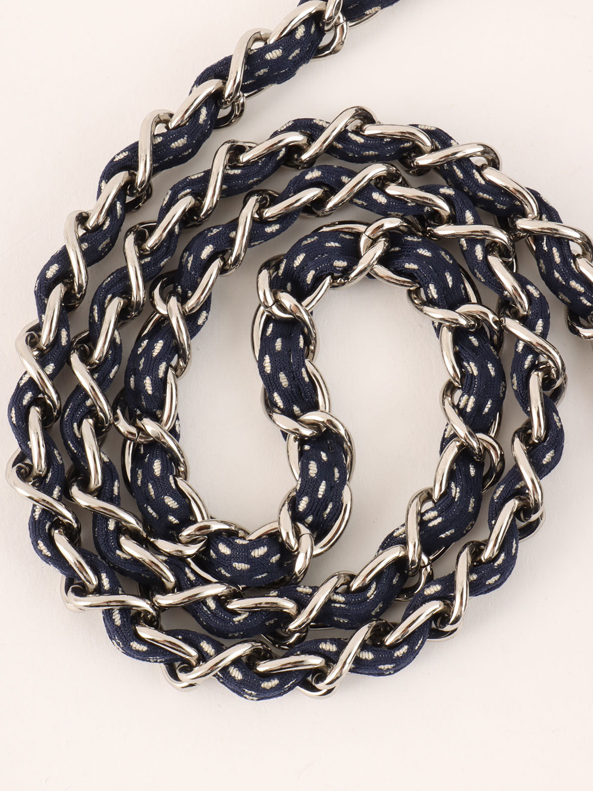 2004年頃製 スポーツラインCCターンロックパンチングレザーチェーンショルダーバッグ ネイビー