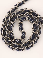 2004年頃製 スポーツラインCCターンロックパンチングレザーチェーンショルダーバッグ ネイビー