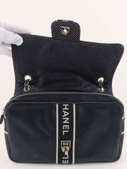2004 Sports Line CC Turnlock Punched Leather Chain Shoulder Bag, Navy