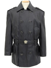 Medusa Button Belt Jacket in Black