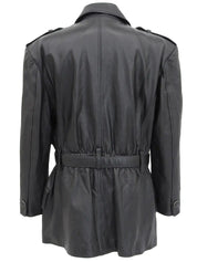 Medusa Button Belt Jacket in Black