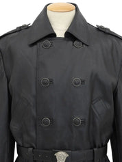 Medusa Button Belt Jacket in Black