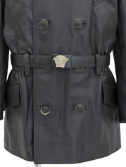 Medusa Button Belt Jacket in Black