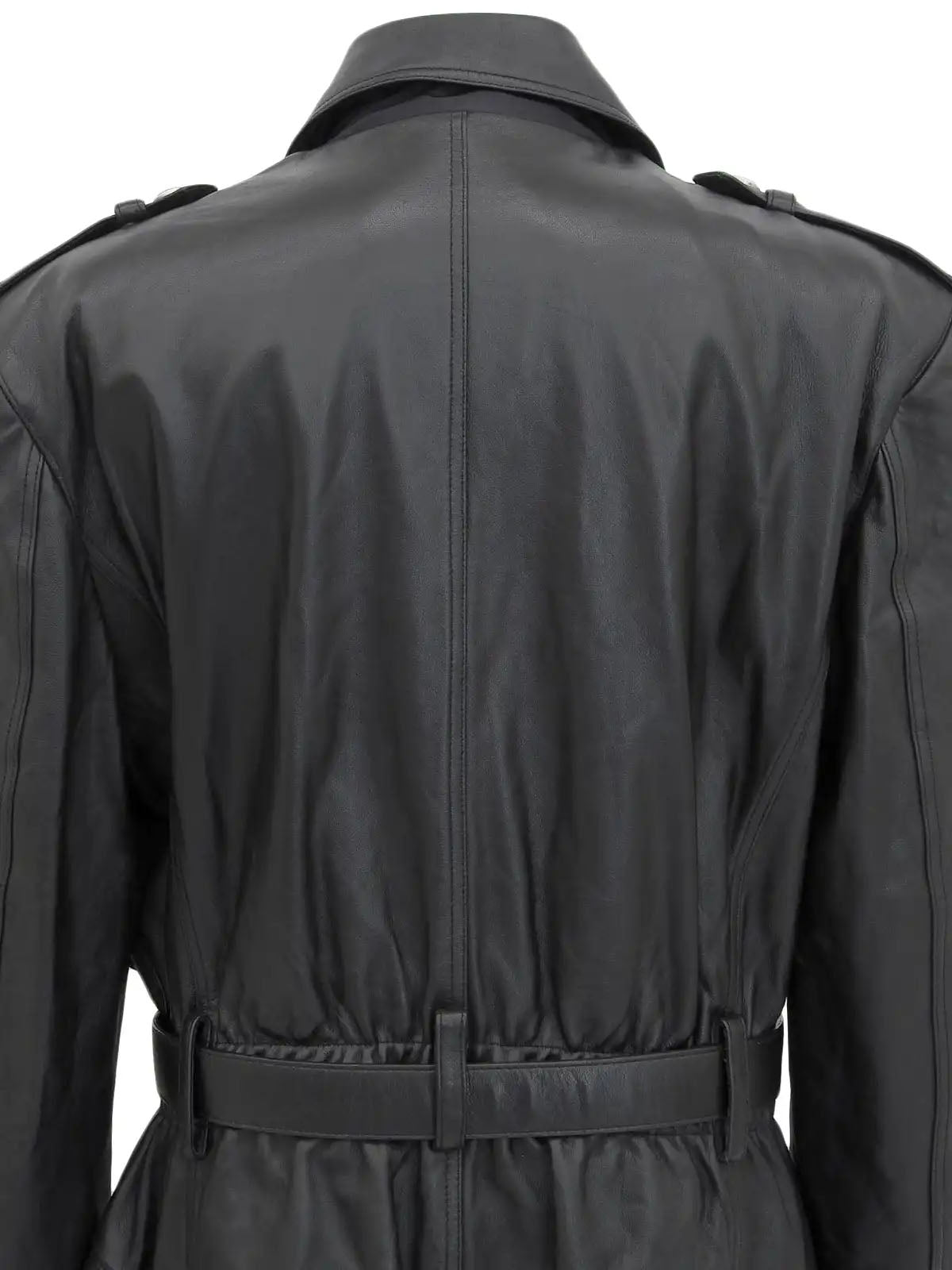 Medusa Button Belt Jacket in Black
