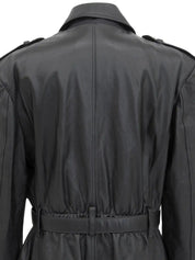 Medusa Button Belt Jacket in Black