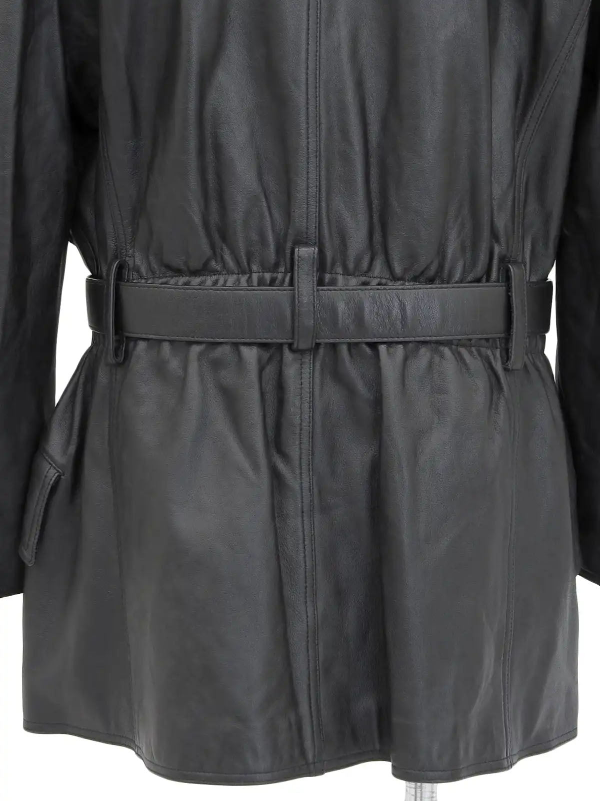 Medusa Button Belt Jacket in Black