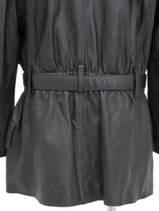 Medusa Button Belt Jacket in Black