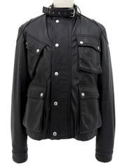 Logo Button Single Rider Jacket Black