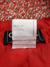 2001年製 ツイードCCマークボタンロングコート レッド/マルチ