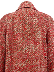 2001年製 ツイードCCマークボタンロングコート レッド/マルチ