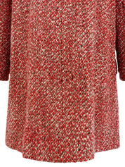 2001 Tweed CC Mark Button Long Coat in Red/Multi