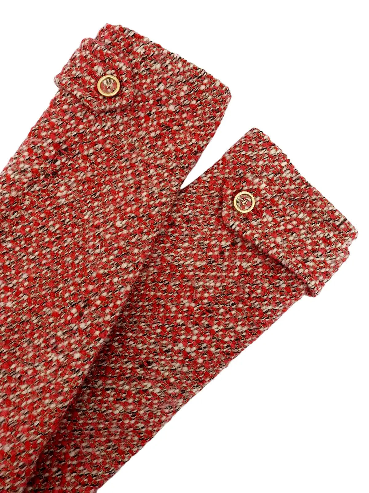 2001 Tweed CC Mark Button Long Coat in Red/Multi