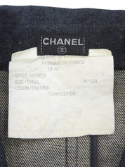 Denim CC Mark Button Half Sleeve Dress in Indigo
