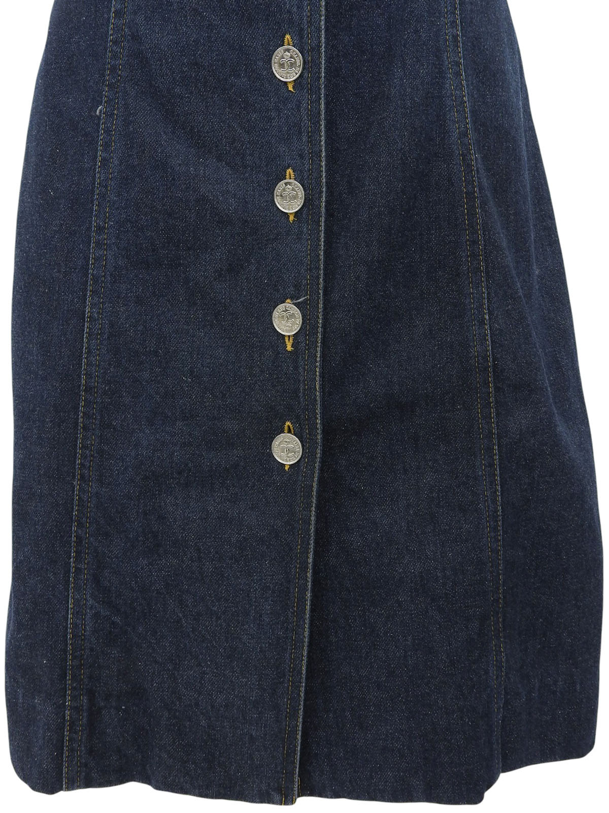 Denim CC Mark Button Short Sleeve Dress in Indigo