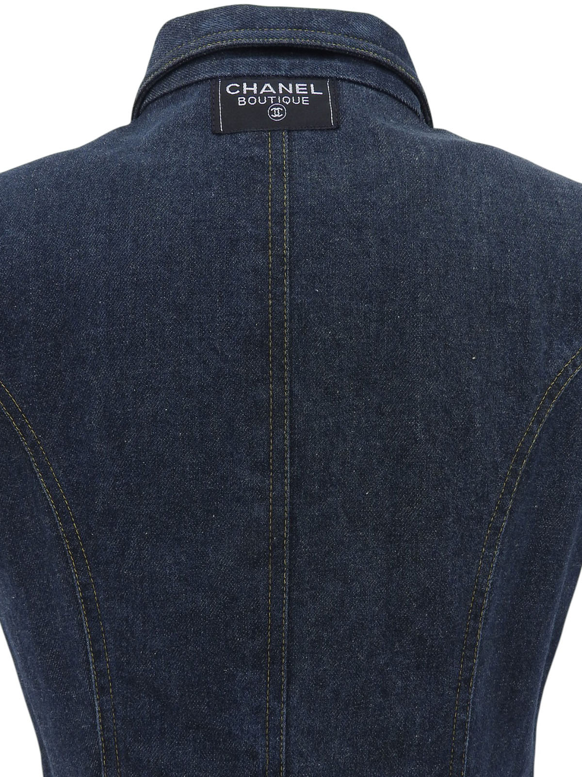 Denim CC Mark Button Short Sleeve Dress in Indigo