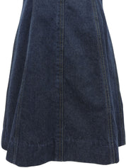 Denim CC Mark Button Half Sleeve Dress in Indigo
