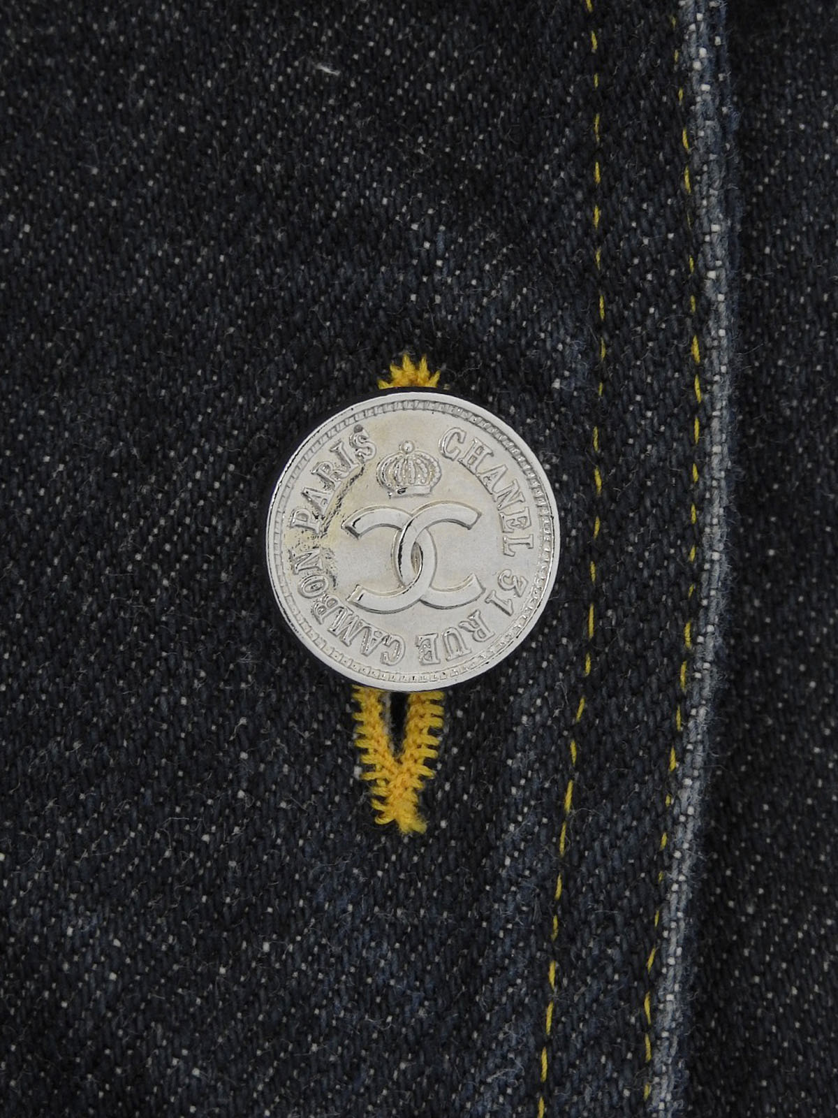 Denim CC Mark Button Short Sleeve Dress in Indigo