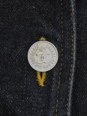Denim CC Mark Button Short Sleeve Dress in Indigo