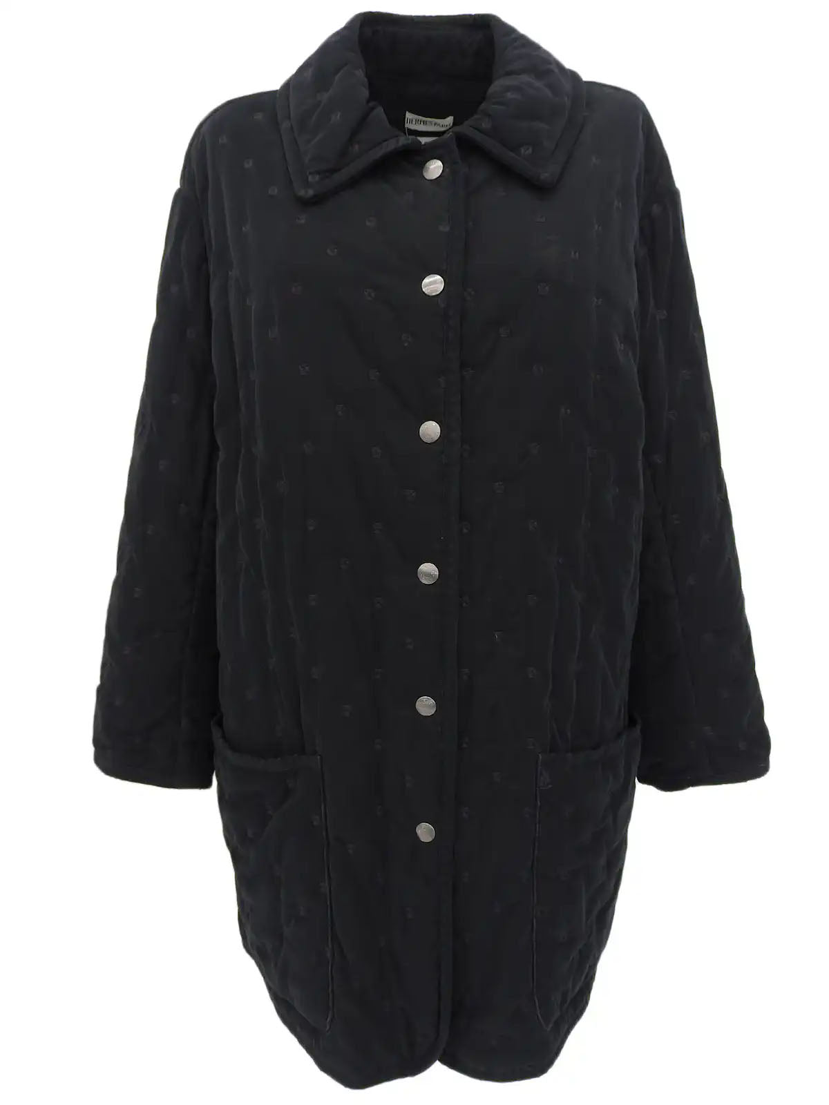 Serie Button Quilted Coat in Black