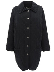 Serie Button Quilted Coat in Black