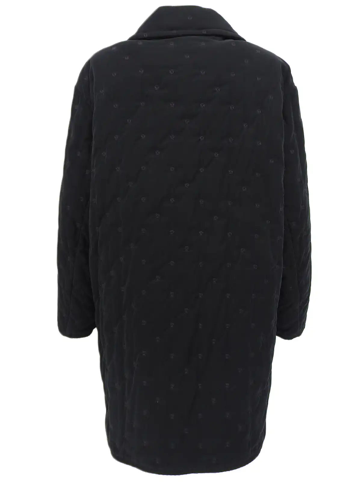 Serie Button Quilted Coat in Black