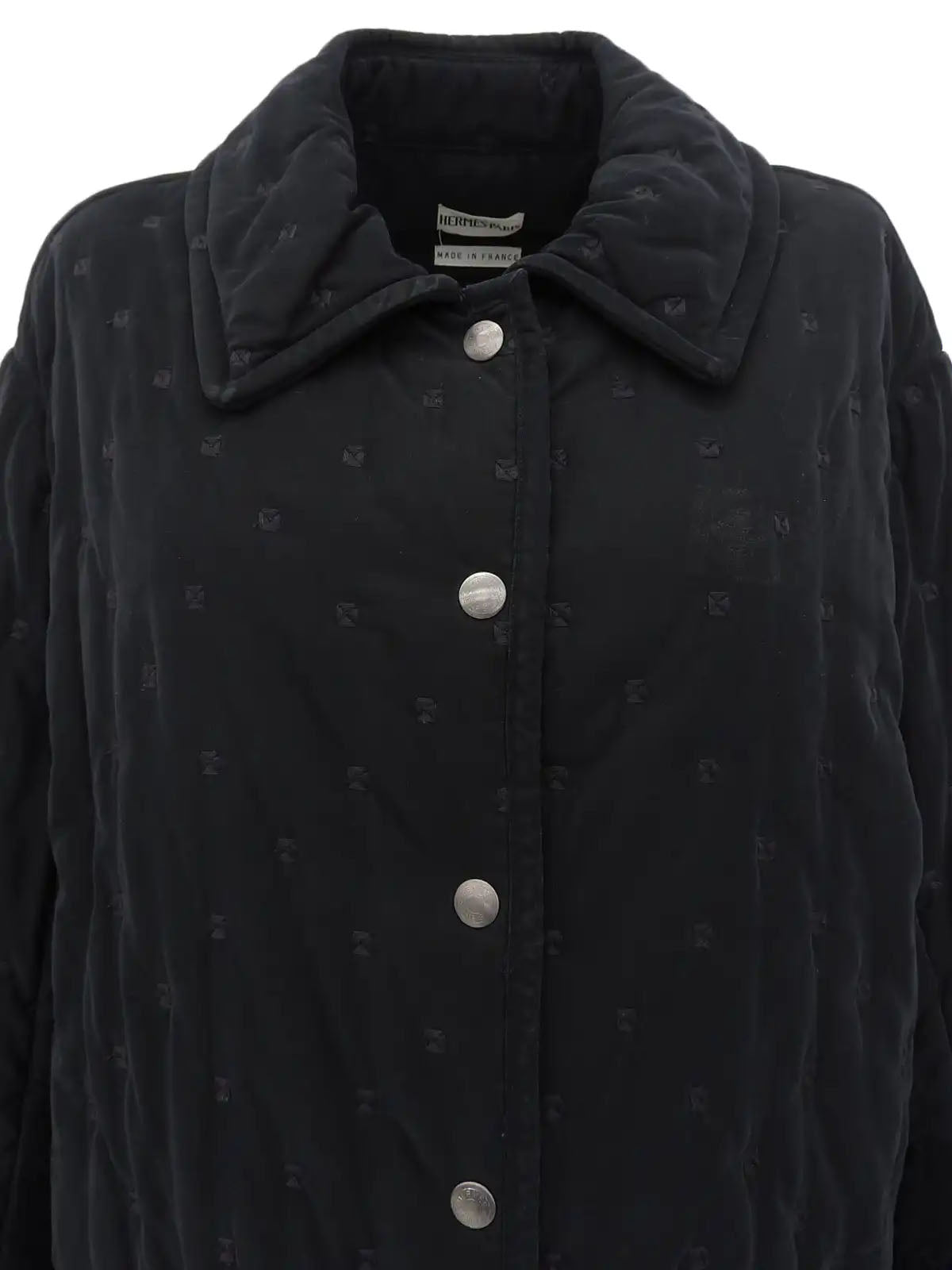 Serie Button Quilted Coat in Black